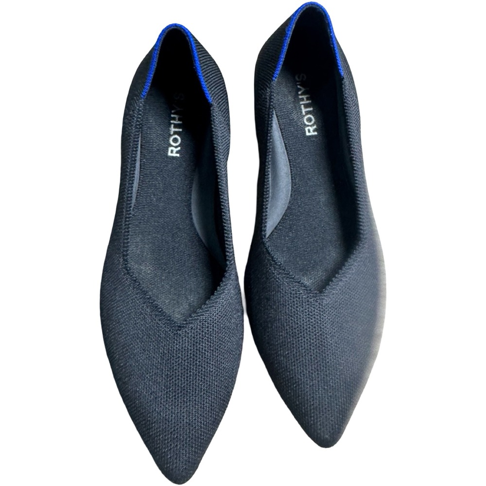 Rothys The Point Women 9.5 Black Good Sustainable Pointed Toe Flat Shoes